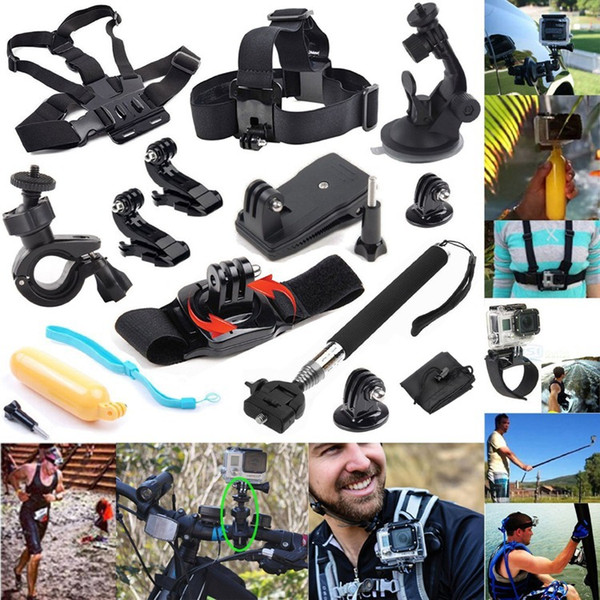 12 In 1 Travel kit Wrist Strap +Helmet Mount Head Chest Belt Mount +Bobber For 4K gopro Action Camera