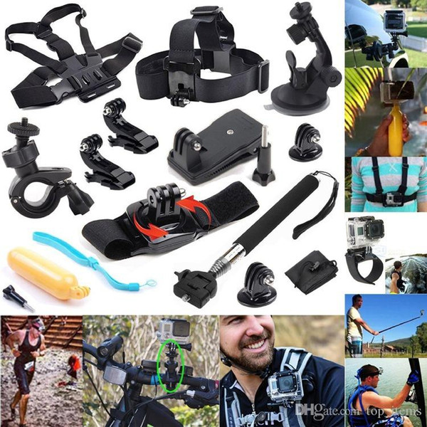 12 In 1 Travel kit Wrist Strap +Helmet Mount Head Chest Belt Mount +Bobber For 4K gopro Action Camera