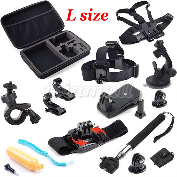 Big L Size Collection Box Bag + Wrist Strap +Helmet Extention Kits Mount + Chest Belt Mount For Sports Action Camera Sjcam accessories