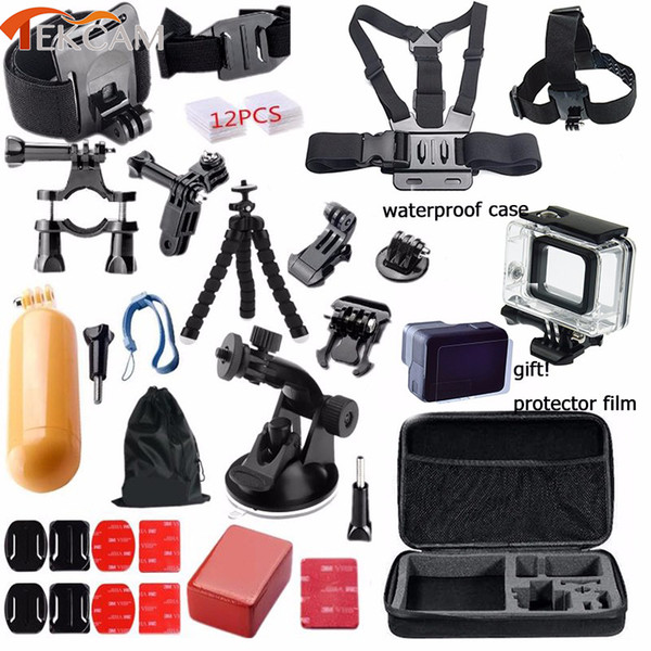 Freeshipping 5 acessories For GoPro hero 5 Waterproof Case black tripod mount camera strap 5 case bag