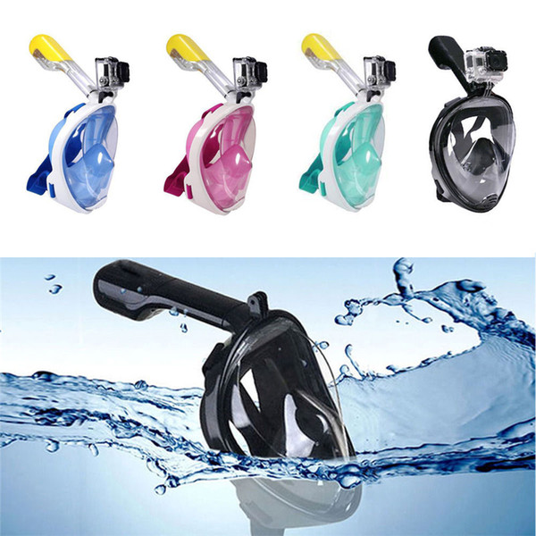 Swimming Diving Breath Full Face Mask Surface Snorkel Underwater Scuba Mount for Sport Action Camera Waterproof 4 Colors