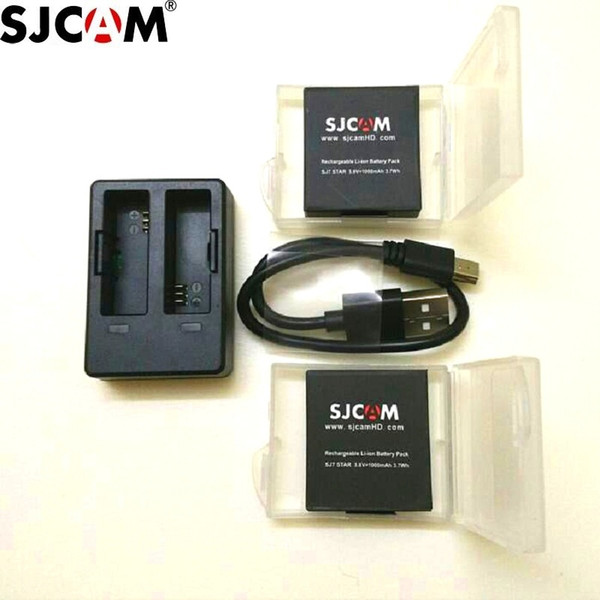 Wholesale- SJCAM Accessories Original SJ7 Star Batteries Rechargable Battery Dual Charger Battery Case For SJCAM SJ7 Action Sports Camera