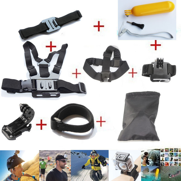 Action Cam Accessories Chest Head Strap Monopod Floating Bobber Mount for Sport Cam Xiaomi Yi SJCAM Sj4000 black edition