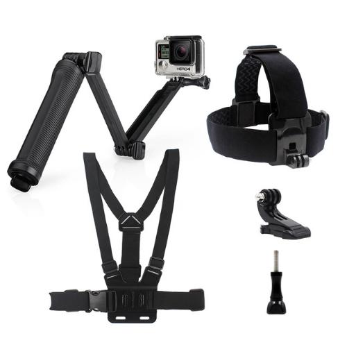 For Gopro Hero 5 4 3 Accessories Set Chest 3 way Monopod Tripod Head Strap For eken h9 for Xiaomi SJCAM SJ4000
