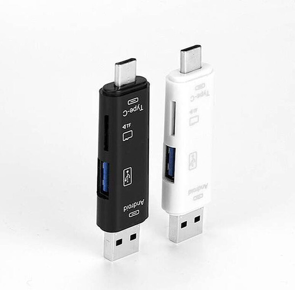 3 in 1 Type-C Card Reader Micro USB Type-C Flash Drive Adapter Connector High Speed TF Memory Card Reader for Macbook Phone OTG