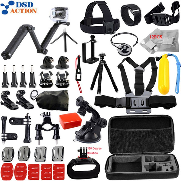 Freeshipping Accessories For GoPro kit mount / go pro hero 5 4 3 2 accessories set for M10 SJCAM Eken h8r case xiaomi yi tripod 13G