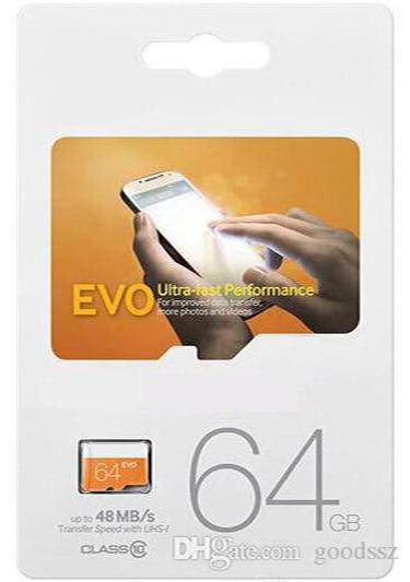 EVO 64GB Micro SD Card Class 10 UHS-1 SDXC SDHC Transflash TF Memory Card 64GB Single Card with Sealed Package