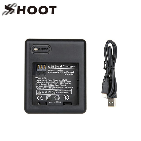 SHOOT USB Dual Battery Charger for Xiaomi yi 2K Camera Fast Xiaoyi Charger for Yi Accessories