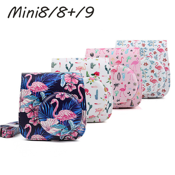 Portable Camera Bag for instax mini8/8+/mini 9 case Fashion Printed PU Leather Digital Camera Case With Shoulder Strap