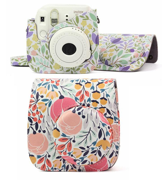 Leaf PU Leather Camera Case Bag For Fujifilm Polaroid Instax Mini8 / Mini 9