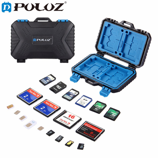 PULUZ 27 in 1 Memory Card Case Holder Waterproof Storage Box Protector for 4CF+ 8SD+9TF+ 1Card PIN +1SIM +2Micro-SIM +2Nano-SIM