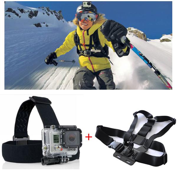 3-way Adjustable Elastic Body Chest Strap Shoulder Belt Mount + Head Strap Belt with Tripod Camera Mount Adapter