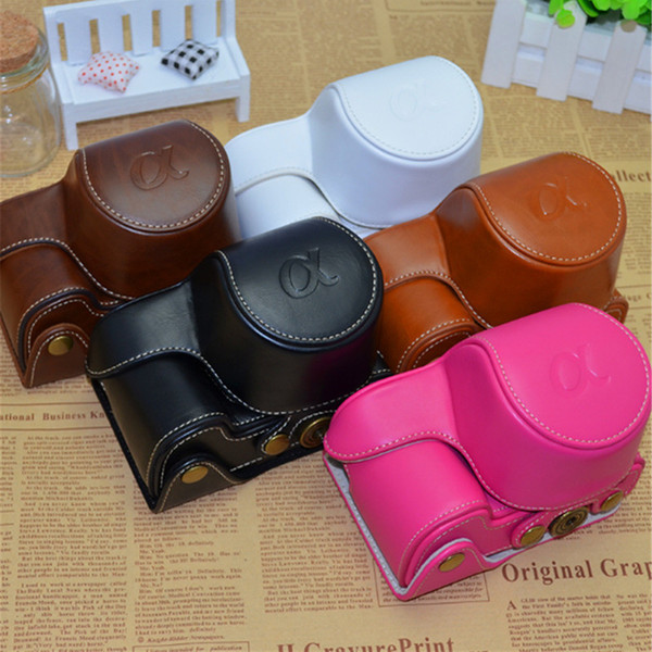 PU leather Camera Bag For Sony A5000 A5100 A6000 A6300 Vintage PU Leather Cases Cover Pouch High Quality 5 Colors