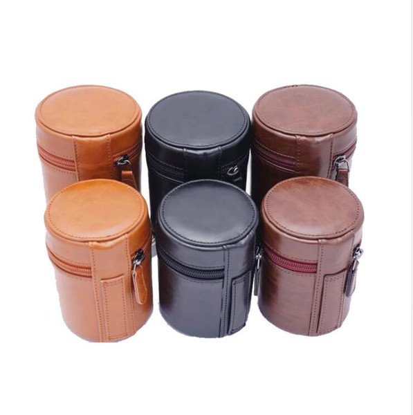 New PU Leather Hard Camera Lens Pouch Bag Case For Nikon For Canon Protective Case High Quality three colors