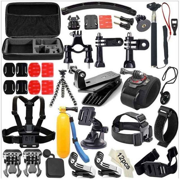 49-in-1 Accessories Kit for GoPro Hero5 Black Hero5 Session Hero 4 Hero Session Accessory Bundle Set for GoPro Hero3+Cam Xiaomi Skiing Cycle