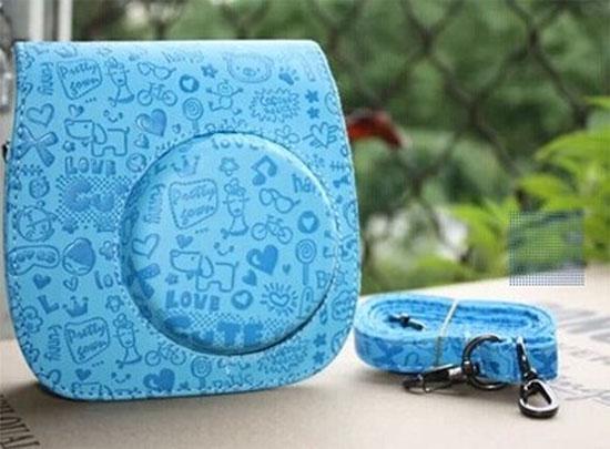 Leather Cartoon Camera Case Bag For Fuji Fujifilm Instax Mini8 Mini 8s Blue