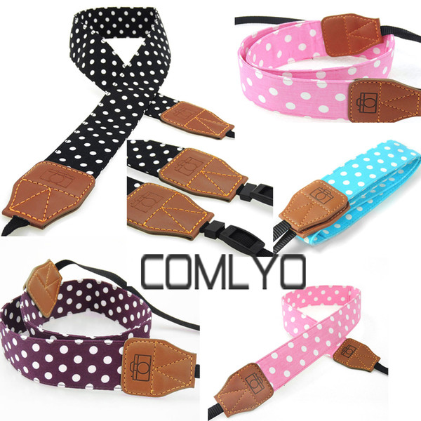 2017 Top Quality COMLYO Multicolour Polka Dot Fashion Camera Strap Neck Camera Shoulder Bags Wristband for Film SLR DSLR RF Cute In Stock