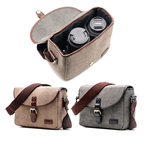 Retro Waterproof Camera Bag Photography Package DSLR Shoulder Case for Sony Nikon Canon Canvas Micro Single Messenger Men Women