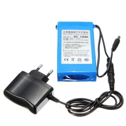 DC 12680 6800mAh DC 12V Super Lithium Li-ion Super Rechargeable li-on Battery Pack for wireless transmitter CCTV camera blue 100 sets/lot