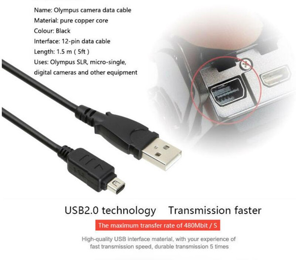 12 Pin USB Data Cable Cord For Olympus Digital Camera CB-USB5 CB-USB6 USB6 SZ-10 SZ-20 E-P1 C-70z E520 E330 U850 EP1