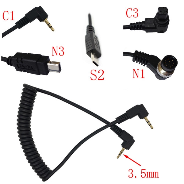 10pcs/lot 3.5mm-C1 3.5mm-C3 3.5mm-N1 3.5mm-N3 3.5mm-S2 Remote Shutter Release Cable Connecting Cord For Canon Nikon Sony Pentax