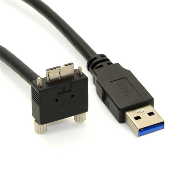 10Ft 3m 90 Degree Down Angled Micro USB Screw Mount to USB 3.0 Data Cable for Point Grey Chameleon Camera