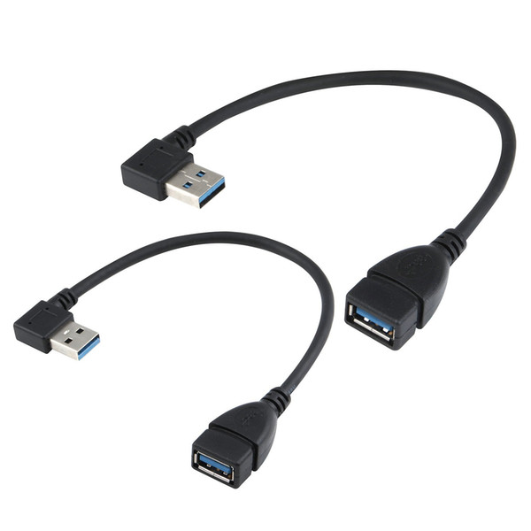 USB 3.0 Extension Cable - A Left & Right Angle - Male To Female - Pack of 2 (Black-Left Right Angle)