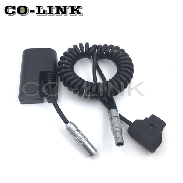 DR E6 Dummy Battery D-tap to 0B 2pin Male/ LP-E6 to 0B 2pin Female Power Coiled Cable for Canon 5D3 5D mark II 7D 60D