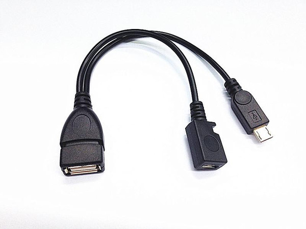 wholesale Micro USB Male To USB Female Host OTG Cable + Micro USB Adapter Y Splitter