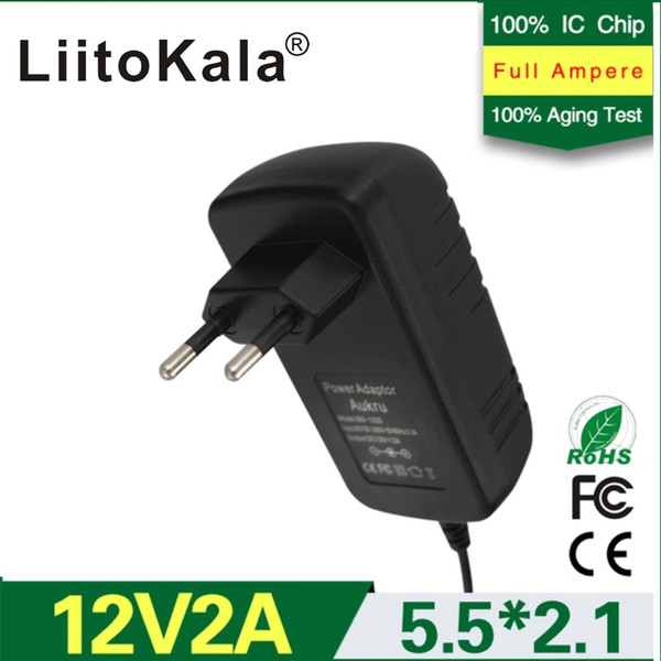 Liitokala 12V 2A Power Adapter 12V 18650 Battery Charger EU/US Plug DC 5.5* 2.1 MM Output Power Supply Free Shipping