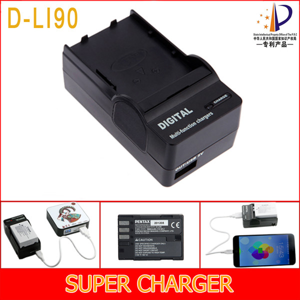 Wholesale- D-BC90 D-LI90 Battery Charger for Pentax K01 K3 K5 K-5 K7 K7D K52 K5IIS 645D K-5II K-5IIs Camera charger For D-Li90 battery