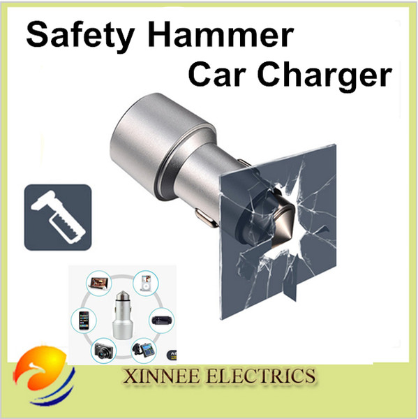 Car Mini Charger , Safety Hammer Aluminum 4.1A Car USB Charger Applicable for Android Smartphone and Tablets