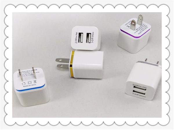 10pcs/lot OEM 5V 3.1A (2.1A and 1A) EU US plug 2 usb port home charger dual wall charger wall adapter home adapter for iphone