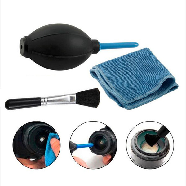 3in1 Dust Cleaner Camera Cleaning Lens Brush Air Blower Wipes Clean Cloth kit for for Gopro Canon Nikon Sony DSLR Camcorder VCR