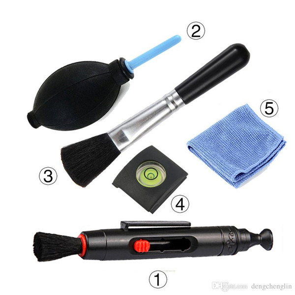 5 in 1 Dust Cleaner Camera Cleaning Lens Pen Brush Lint-free Wipes Air Blower Kit For Canon Nikon Spirit Hot Shoe