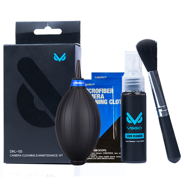 VSGO DKL-5S Professional DSLR Camera Lens Cleaning Kit With 30ml Lens Cleaner Cleaning Brush Mini Air Blower Microfiber Cloth.