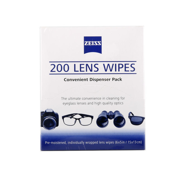 Wholesale- ZEISS Lens Cleaning Wipes 200 pcs Pre-Moistened Laptop LCD Eyeglass Camera Lense Filter Optics Spectacle Cleaner Cleaning Wipes