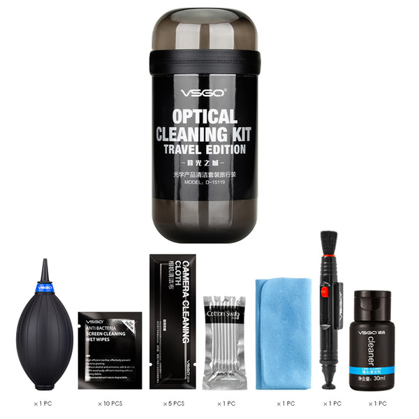 Wholesale- VSGO 7 in 1 Optical Cleaning Kit Travel Edition for Lens Cleaning