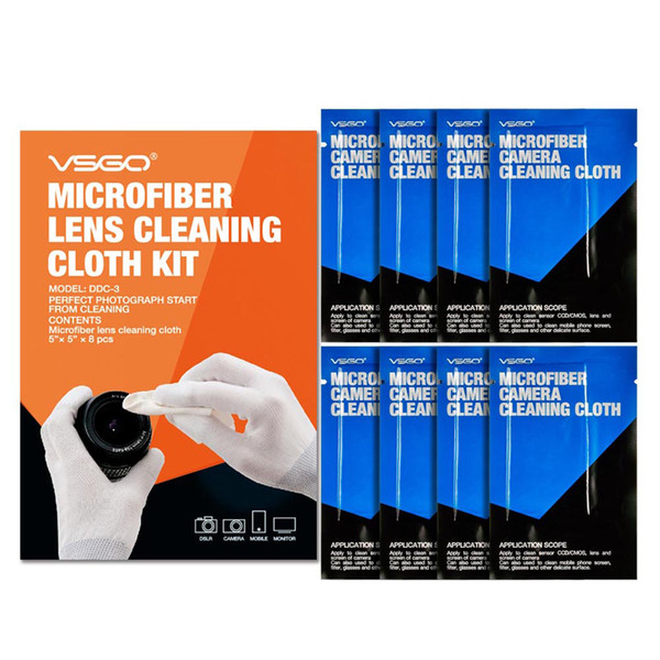 VSGO DDC-3 Microfiber Camera Lens Cleaning Cloth 8pcs Pack Kit For DSLR DC DV Microscope Telescope And Glasses.