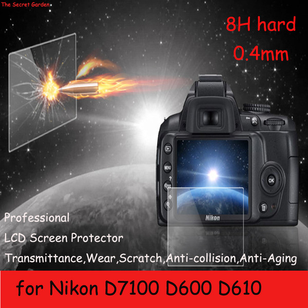 Wholesale-Thin 0.4mm 8H  Tempered Glass LCD Cover Screen Protector For  D7100 D600 D610 DLSR Camera