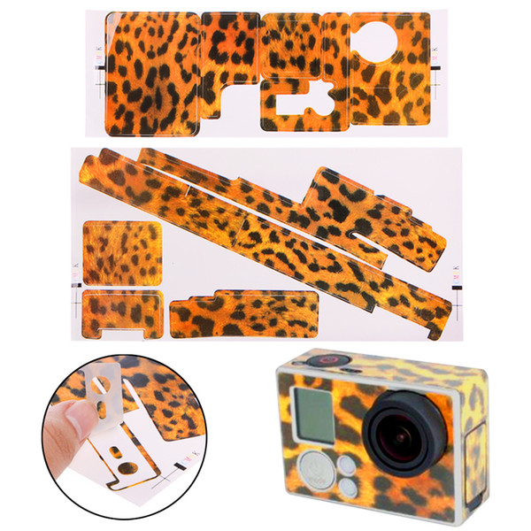 OOTDTY Fashion Leopard Print Paster Adhesive Bag Skin Sticker Mount Camera Accessories