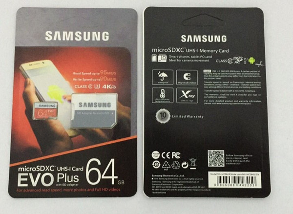 8GB/16GB/32GB/64GB/128GB/256GB Samsung EVO+ Plus micro sd card U3/smartphone TF card C10/Tablet PC SDXC Storage card 95MB/S