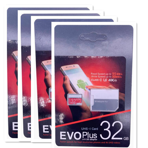 2019 Best selling Black EVO 64GB 128GB 256GB C10 TF Flash Memory Card U1 U3 Free SD Adapter Retail Package