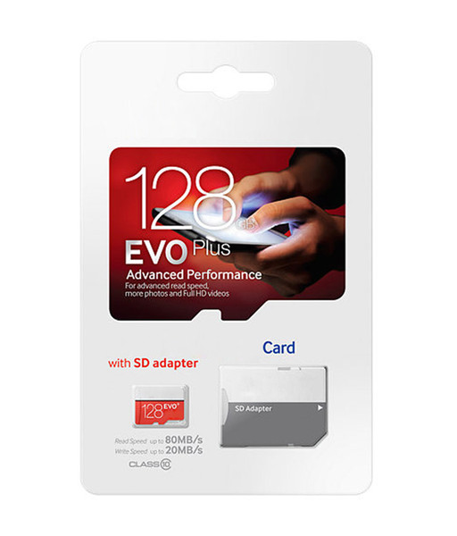 2020 Hot Sell Red EVO Plus U1 Memory Card with Adapter 32GB 64GB 128GB 256GB TF Retail Package Fast Delivery