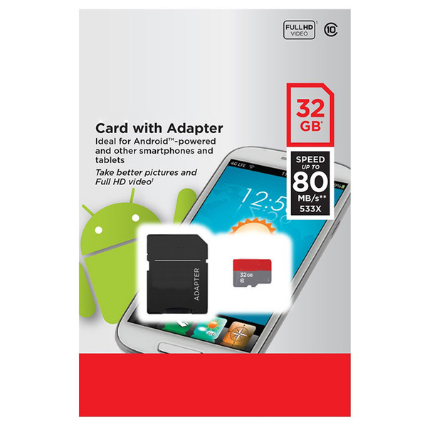 64GB 32GB 16GB 128GB 256GB White 80MB/s Android Robot Class 10 C10 Flash TF Memory Card Retail Package with Free SD Adapter