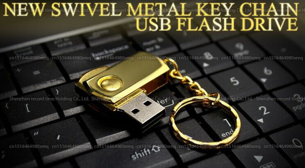 DHL shipping 8G/16GB/32GB/64GB/128GB/256GB High quality gold Metal rotation USB flash drive/pendrive/Actual capacity memory stick