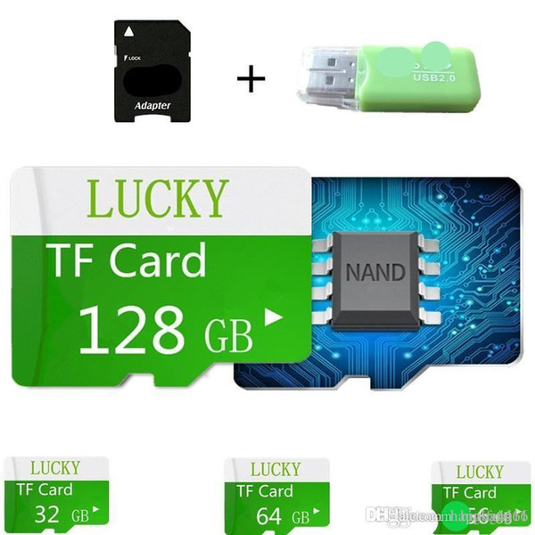 Wholesale retail New Arrival Lucky sd cards 32GB-128GB MicroSD SD/TF Drive Flash Memory Card Class10