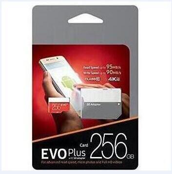 2020 Hot Selling EVO Plus Black U3 256GB 32GB 64gb 128gb TF Card Free SD Adapter Free Retail Blister Packaging Android Robot C10 U1 U3 DHL