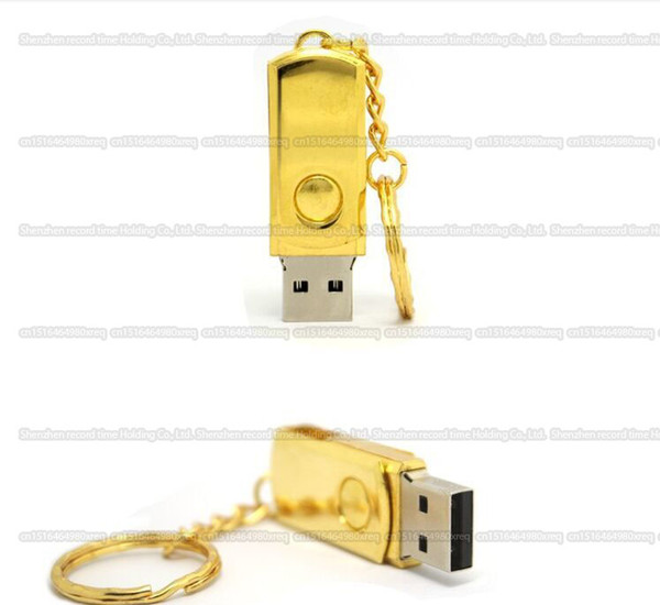 DHL shipping 16GB/32GB/64GB/128GB/256GB High quality gold Metal rotation USB flash drive/pendrive/Actual capacity memory stick