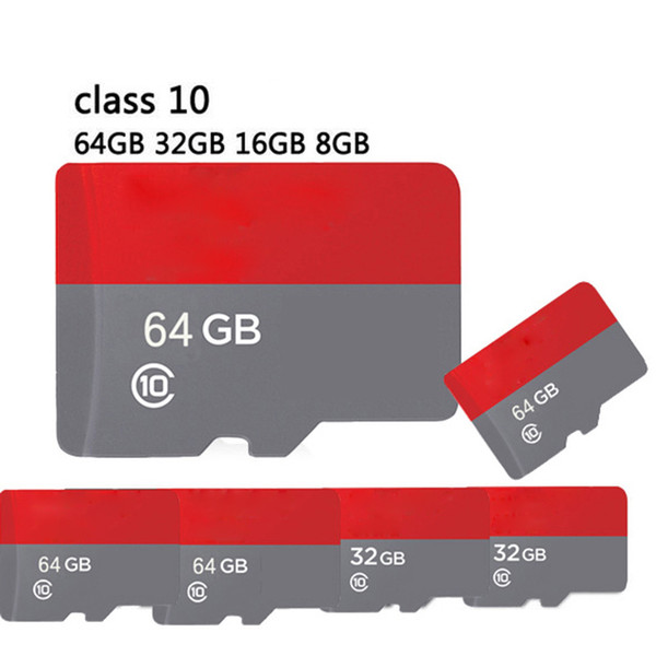 100% Real Genuine 8GB/16GB/ 32GB/64GB Class 10 TF Memory Card C10 with Free SD Adapter Retail Package 2018 New Arrival Best SElling